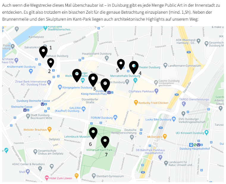 Duisburg-Karte mit den Kultur-Stationen