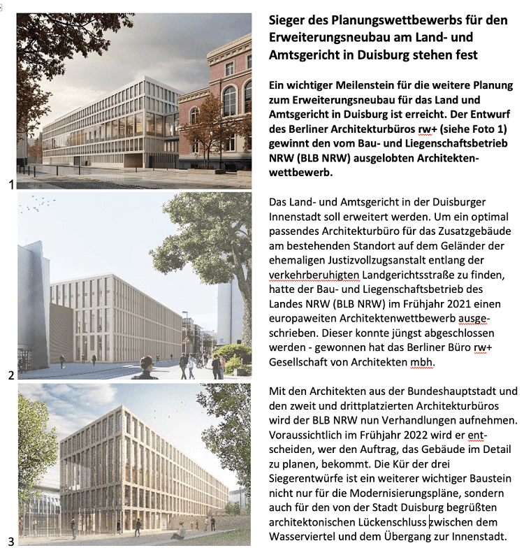 Neubau Gericht: Preisträger