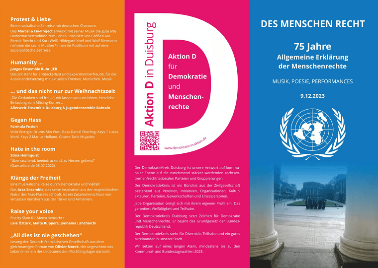 Innenteil des Flyers 'Des Menschen Recht'