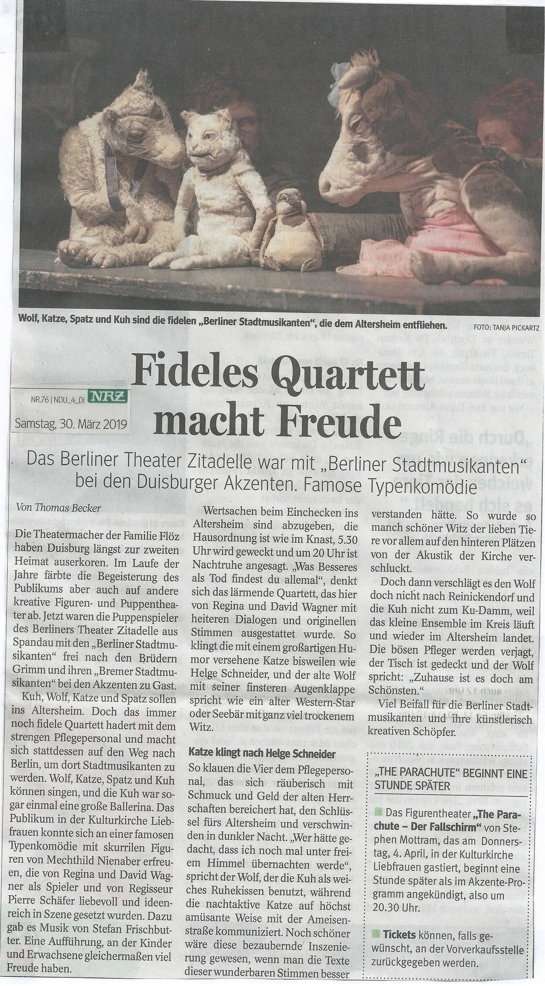 NRZ Duisburg 2019 03 30 Stadtmusikanten